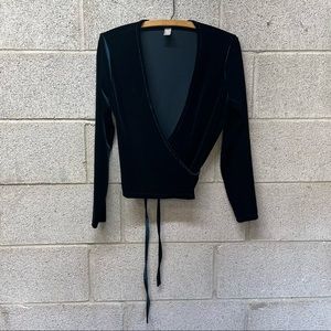 American Apparel Dark Green Velvet Wrap Top